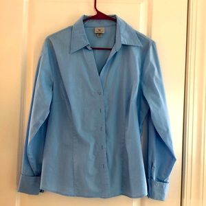 Women’s light blue petite stretch size 14 women’s blouse shirt